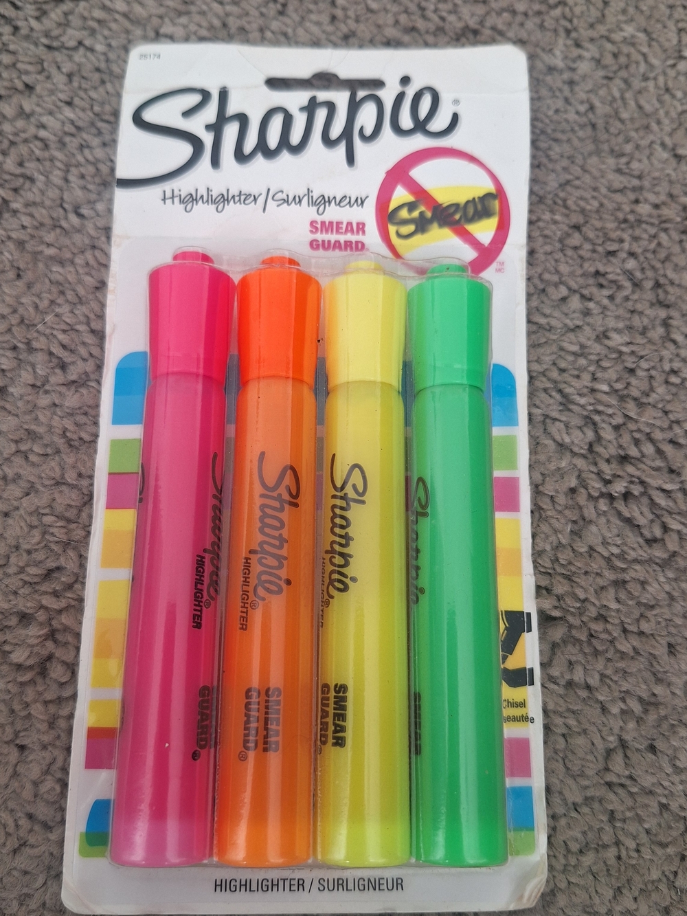 SHARPIE Pink, Orange, Yellow & Green Highlighter 4 Pack Brand New